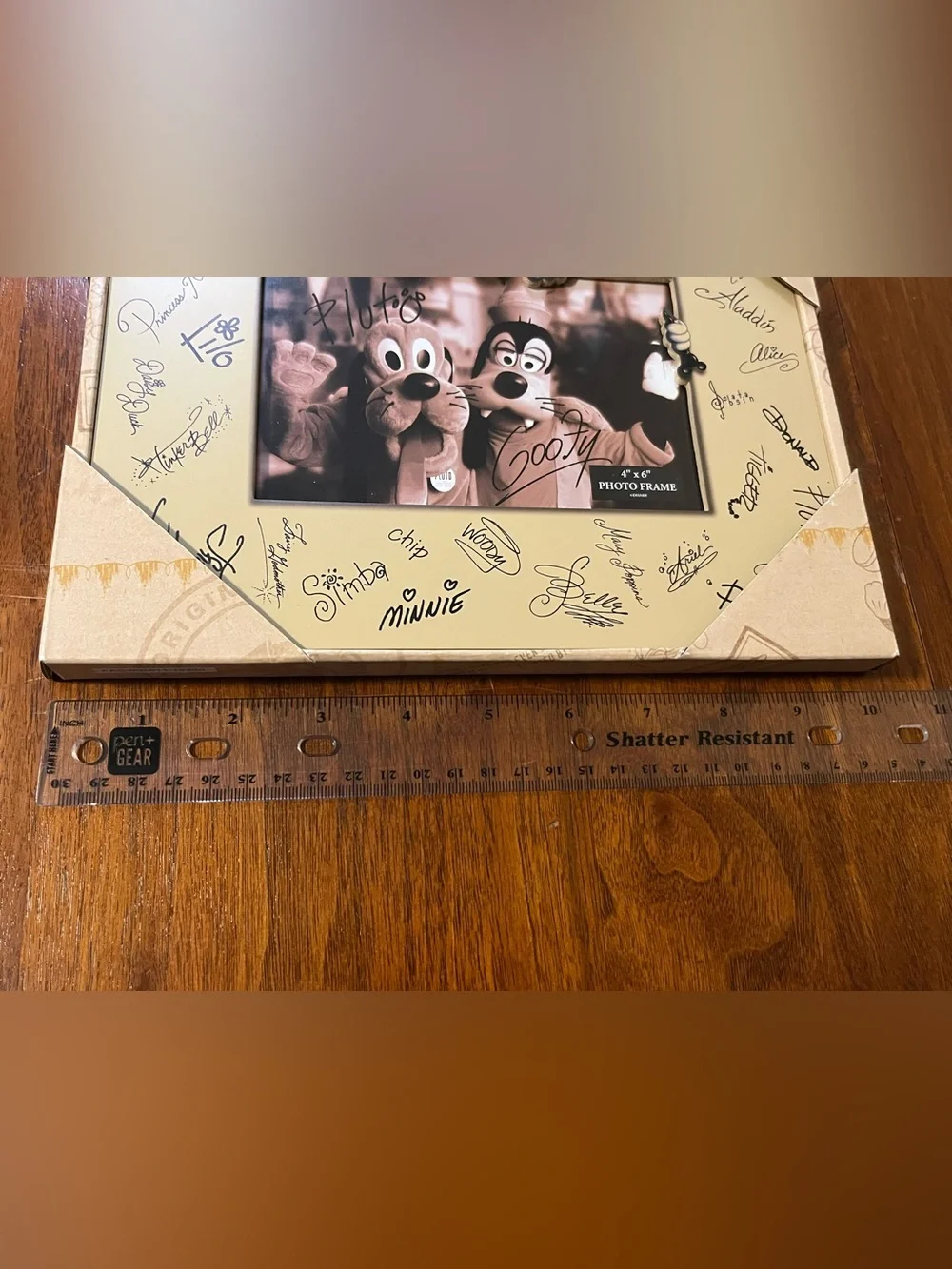 Vintage Disney Pluto Bath Toy + Disney Parks Autograph Photo Frame w/ Mickey NEW